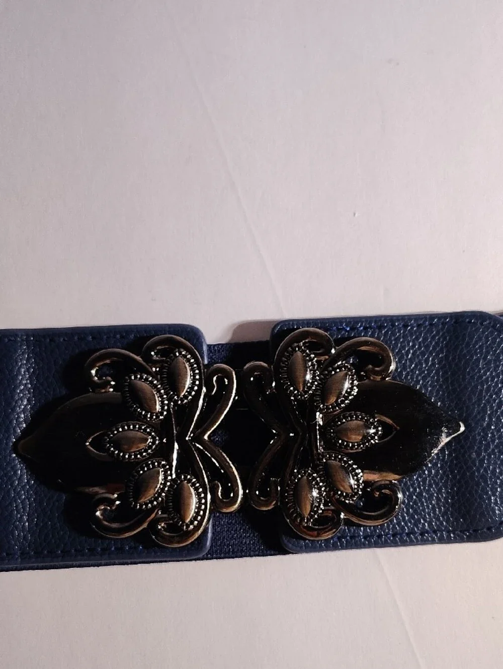Elastic Size M/L Navy Blue Women's Waist Belt with Decorative Buckle WM